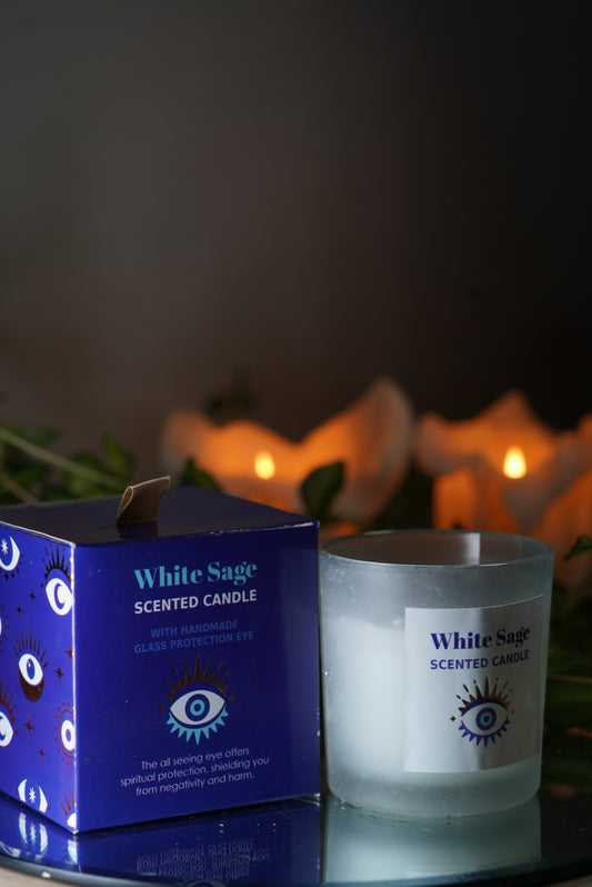 Evil Eye Crystal Chip Candle