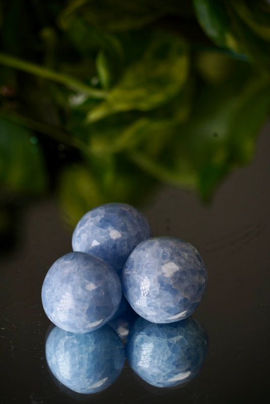 Blue Calcite Tumbled Sphere 28mm