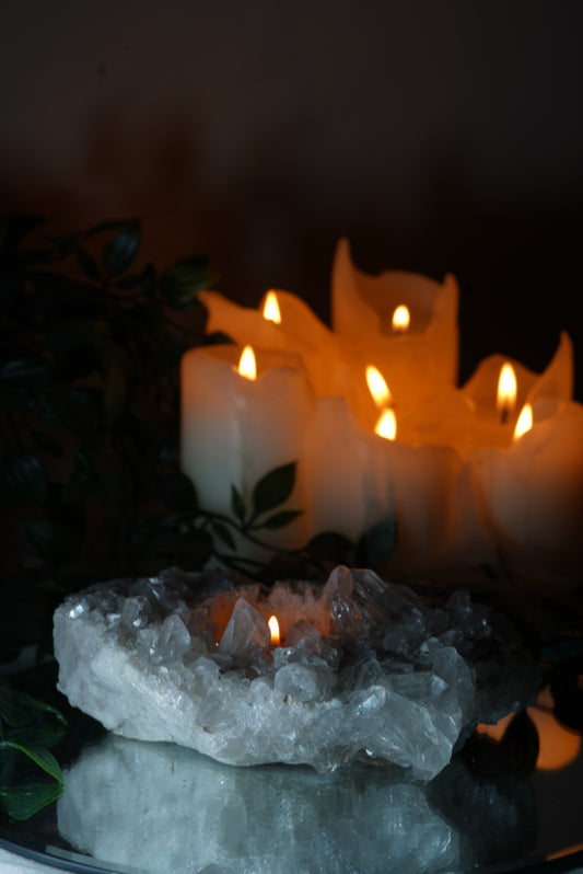Clear Quartz Candle Holder