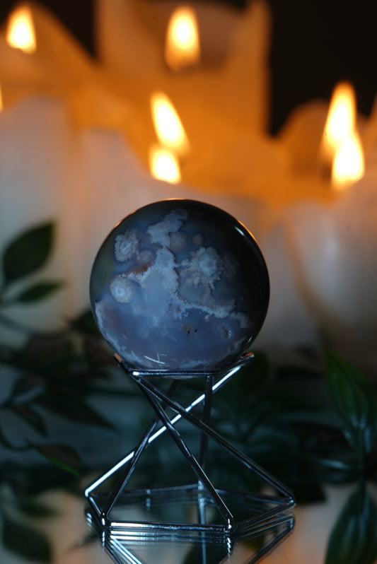 Blue Flower Agate Sphere 48mm
