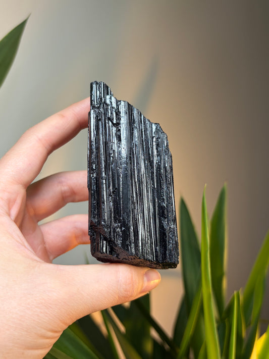 Black Tourmaline Raw Chunk With Stand