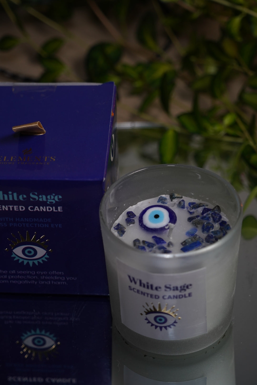 Evil Eye Crystal Chip Candle