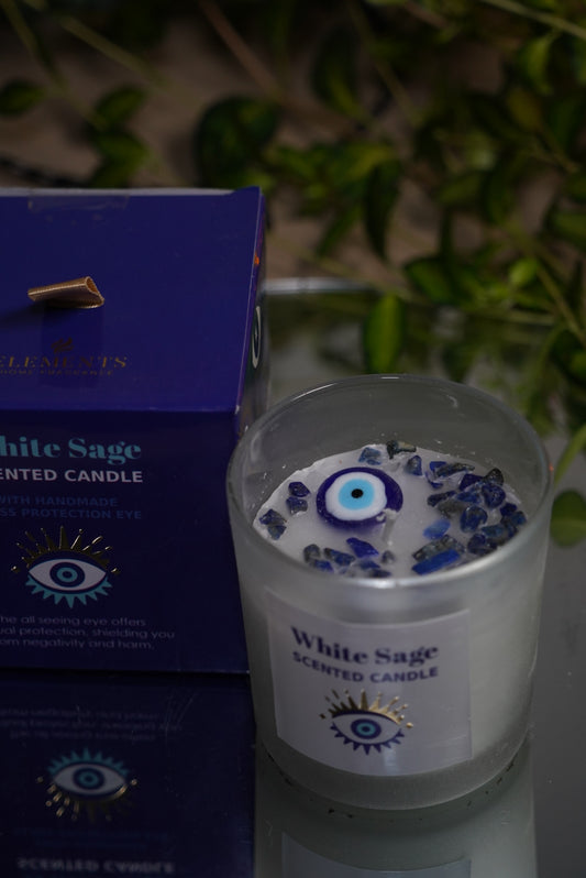 Evil Eye Crystal Chip Candle