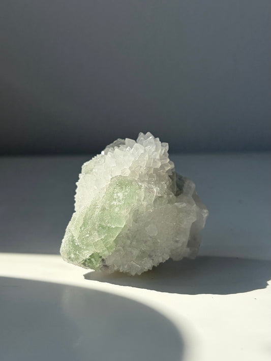 Green Fluorite in Quartz Cluster