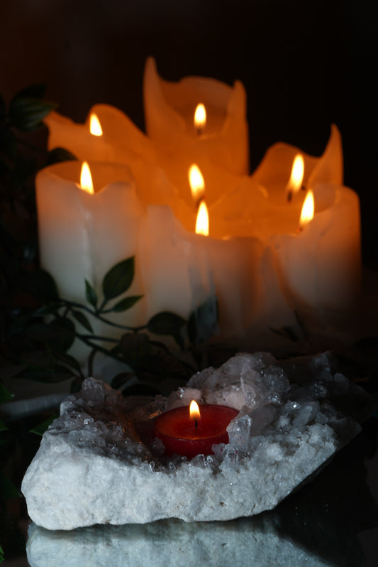 Clear Quartz Candle Holder
