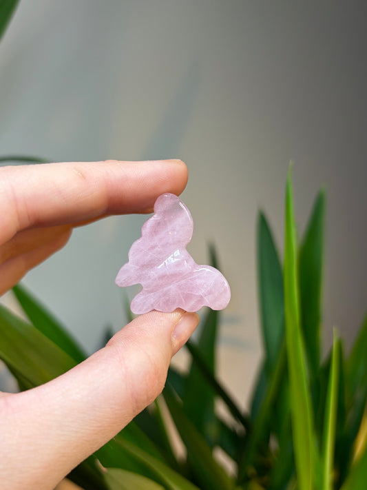Rose Quartz Butterfly Carving