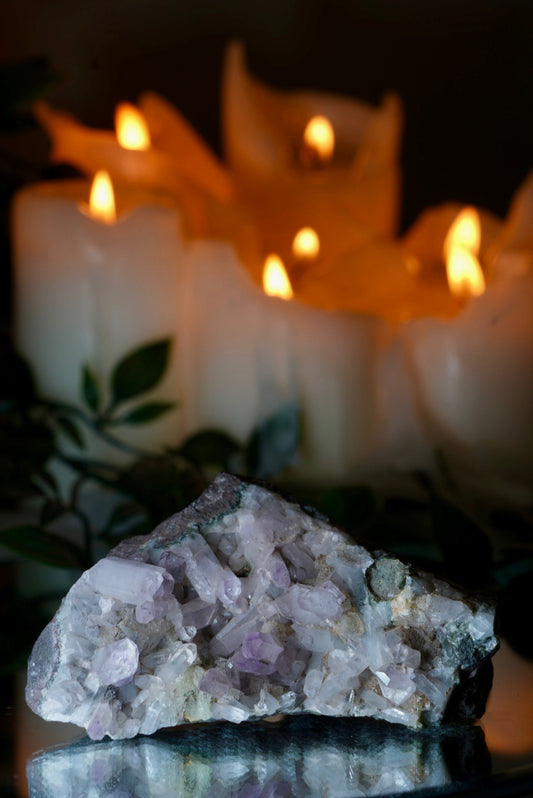 Amethyst X Green Stilbite in Quartz