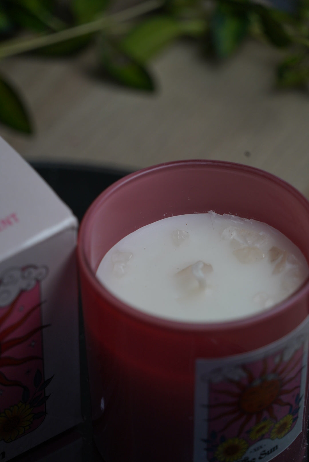 Rose Quartz Chip Candle