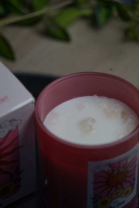 Rose Quartz Chip Candle