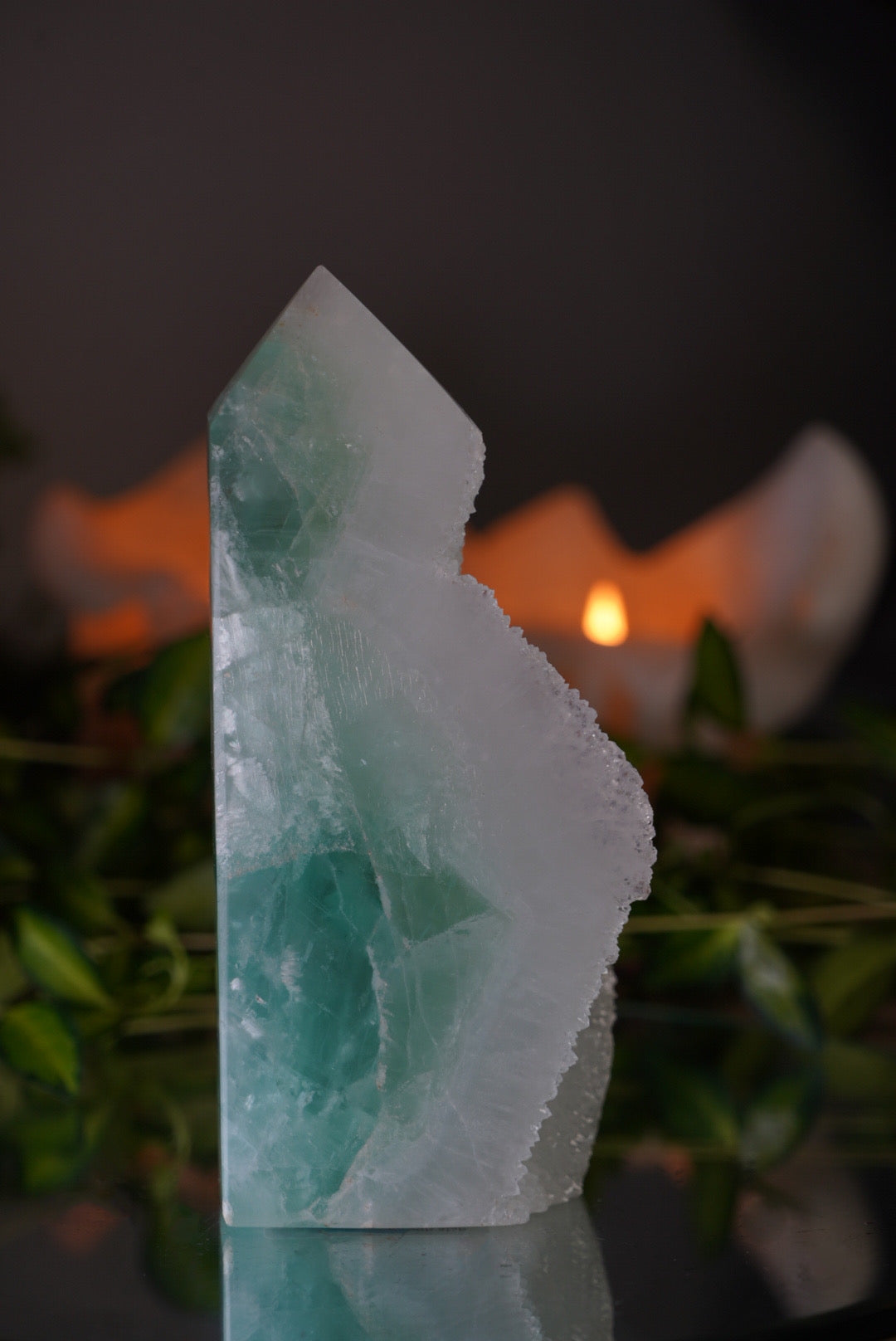 Green Fluorite Cluster Tower