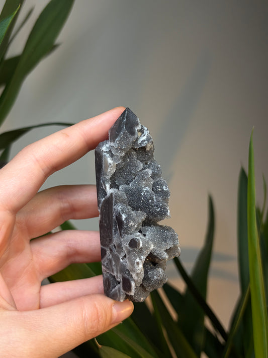 Black Sphalerite Druzy Tower