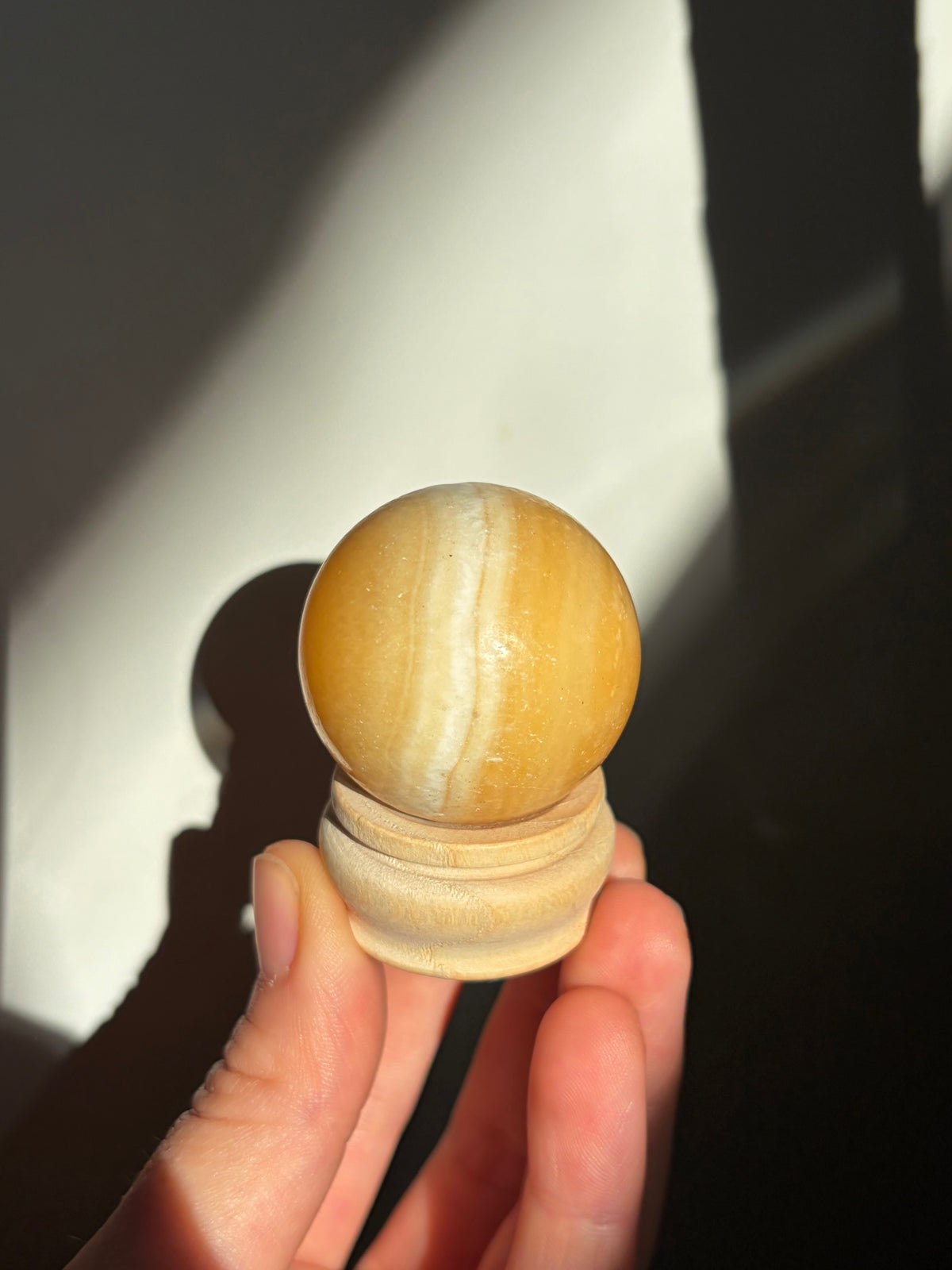 32mm Yellow Calcite Sphere with stand