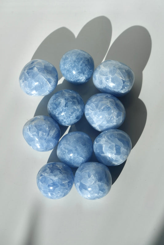 Assorted Blue Calcite Rounded Tumbles