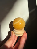 32mm Yellow Calcite Sphere with stand