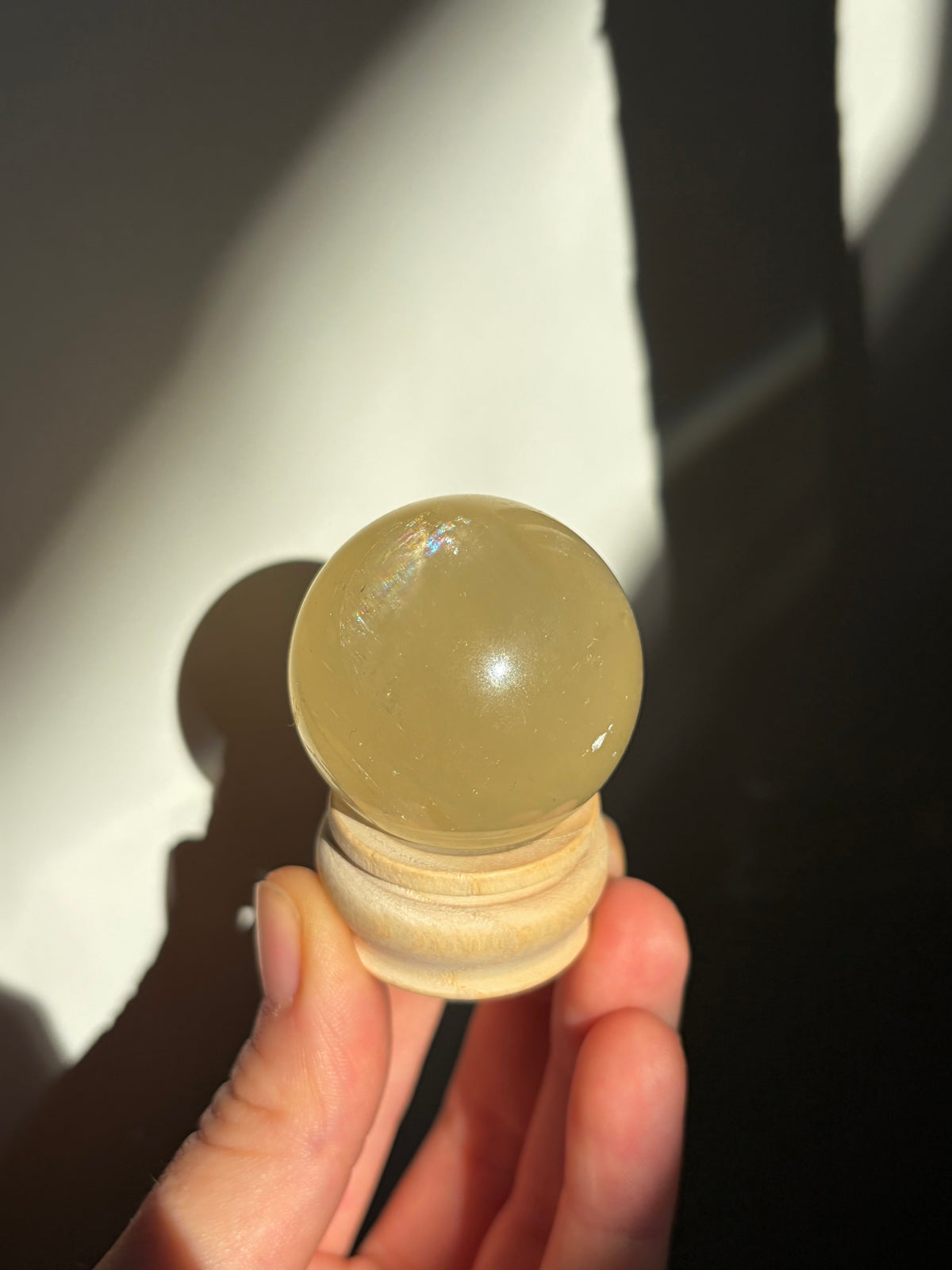 32mm Honey Calcite Sphere with stand