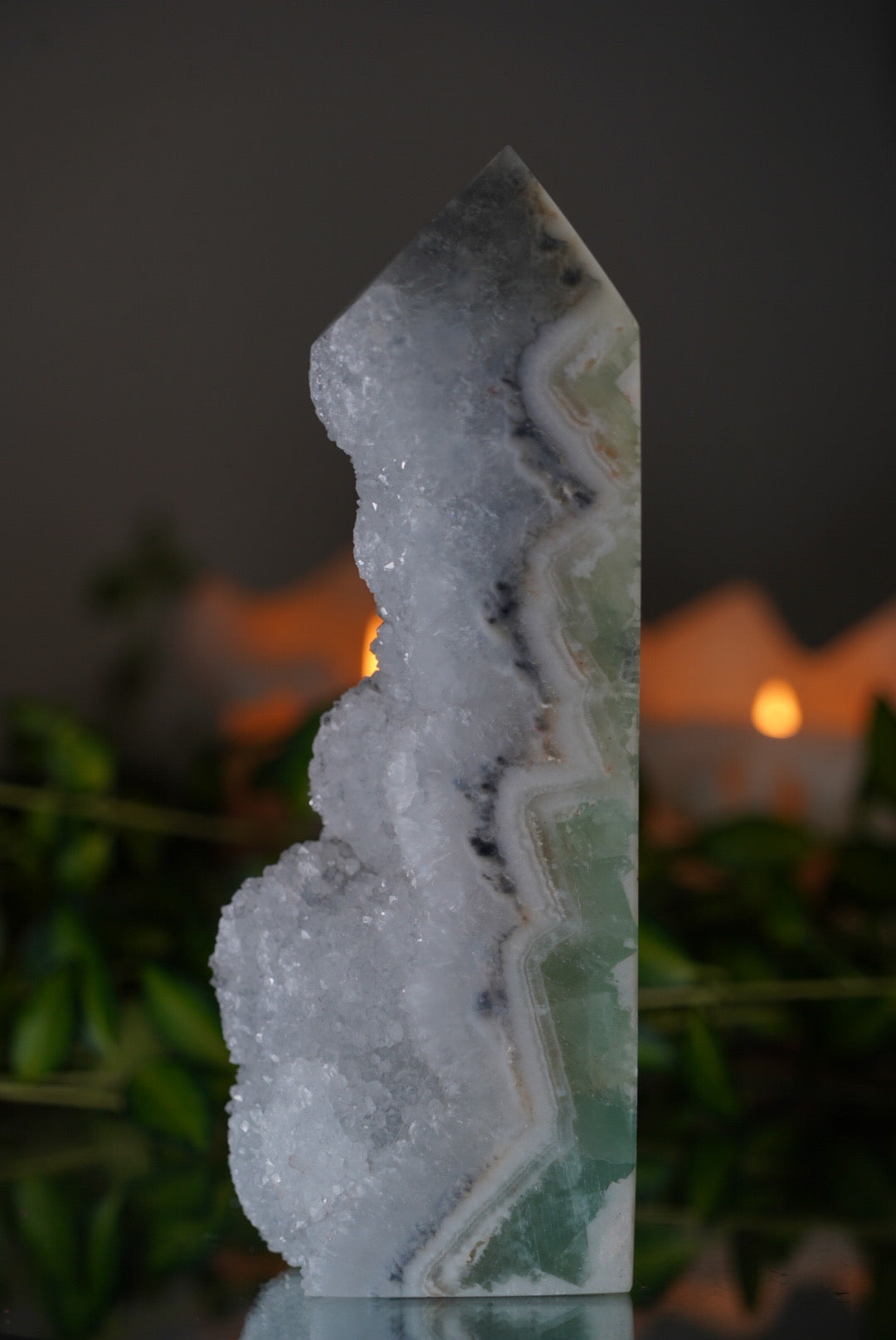Green Fluorite Cluster Tower