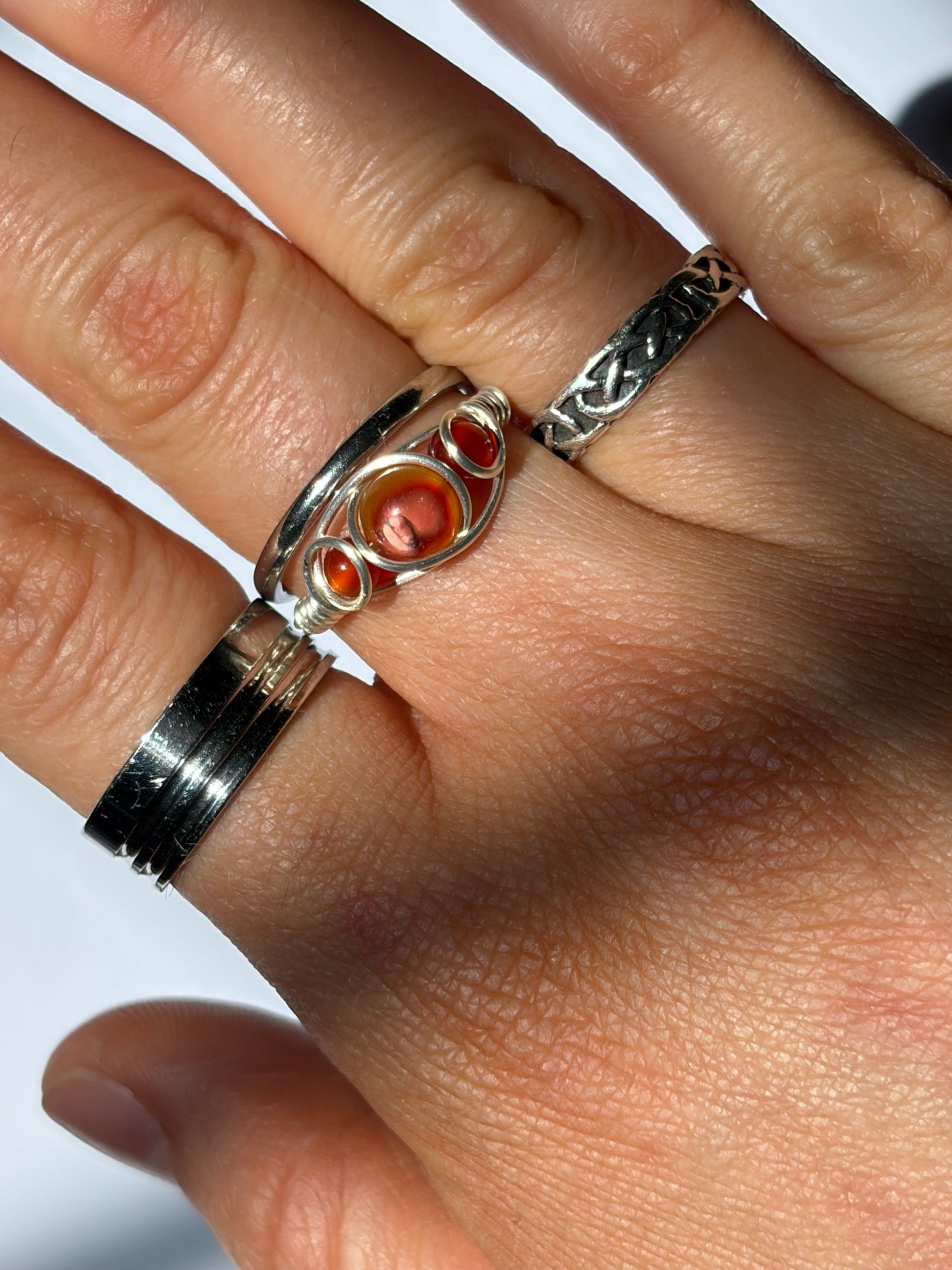 Wire-Wrapped Carnelian Ring (Pandora Size 52- US Size 6.5)