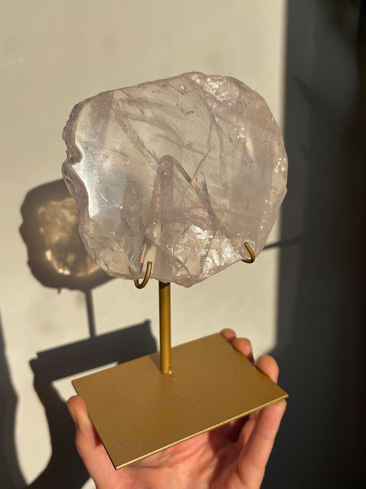 Rose Quartz Slab on Stand