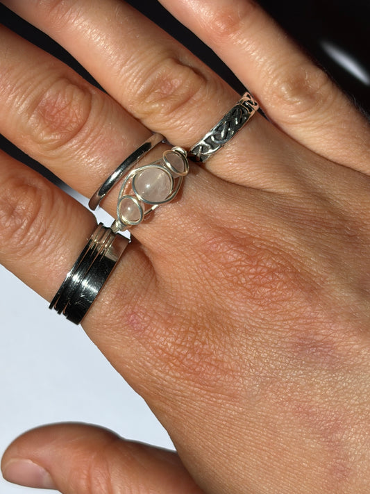Wire-Wrapped Rose Quartz Ring (Pandora Size 58 - US Size 8.25)