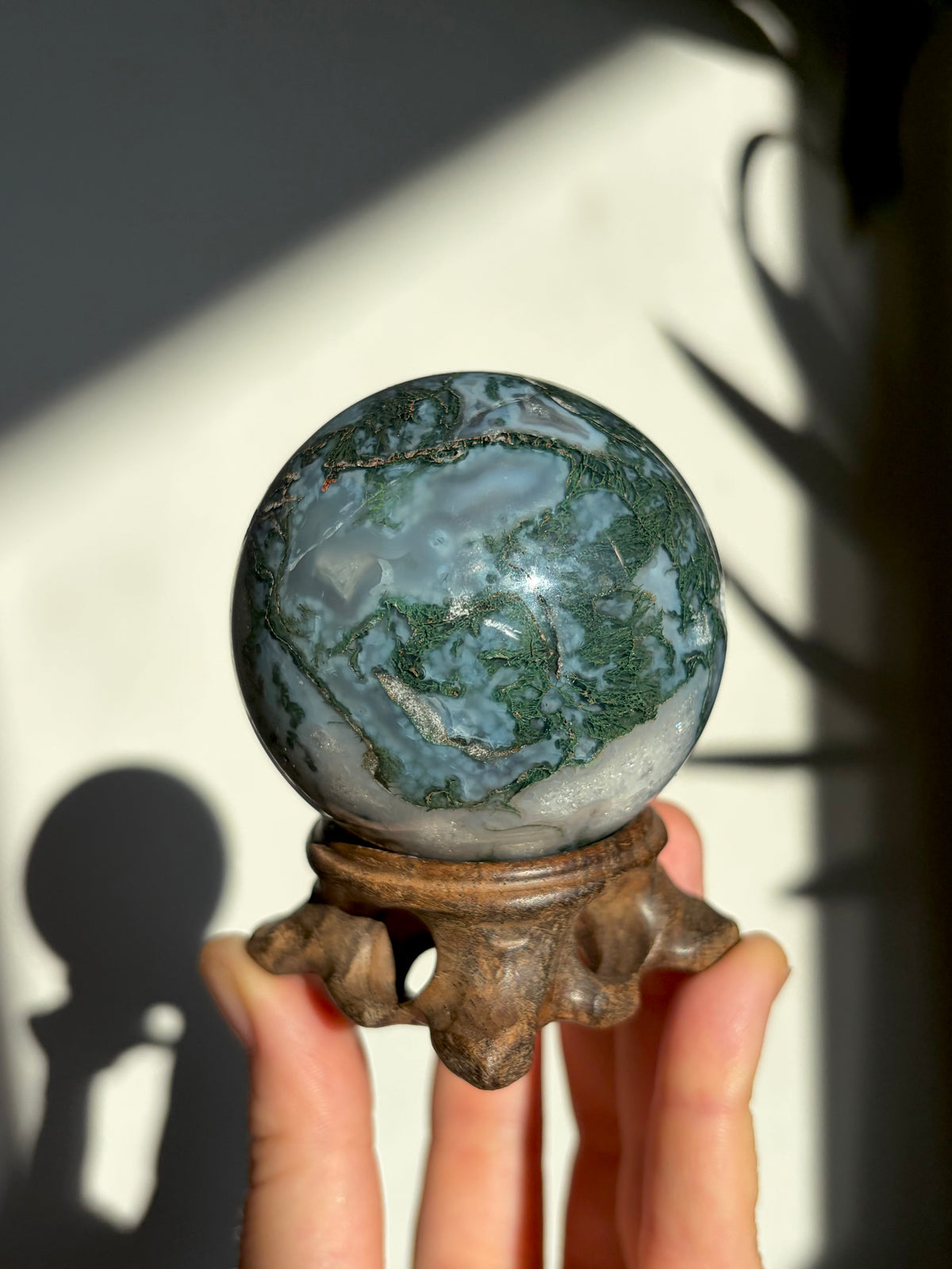 55mm Moss Agate Sphere with stand