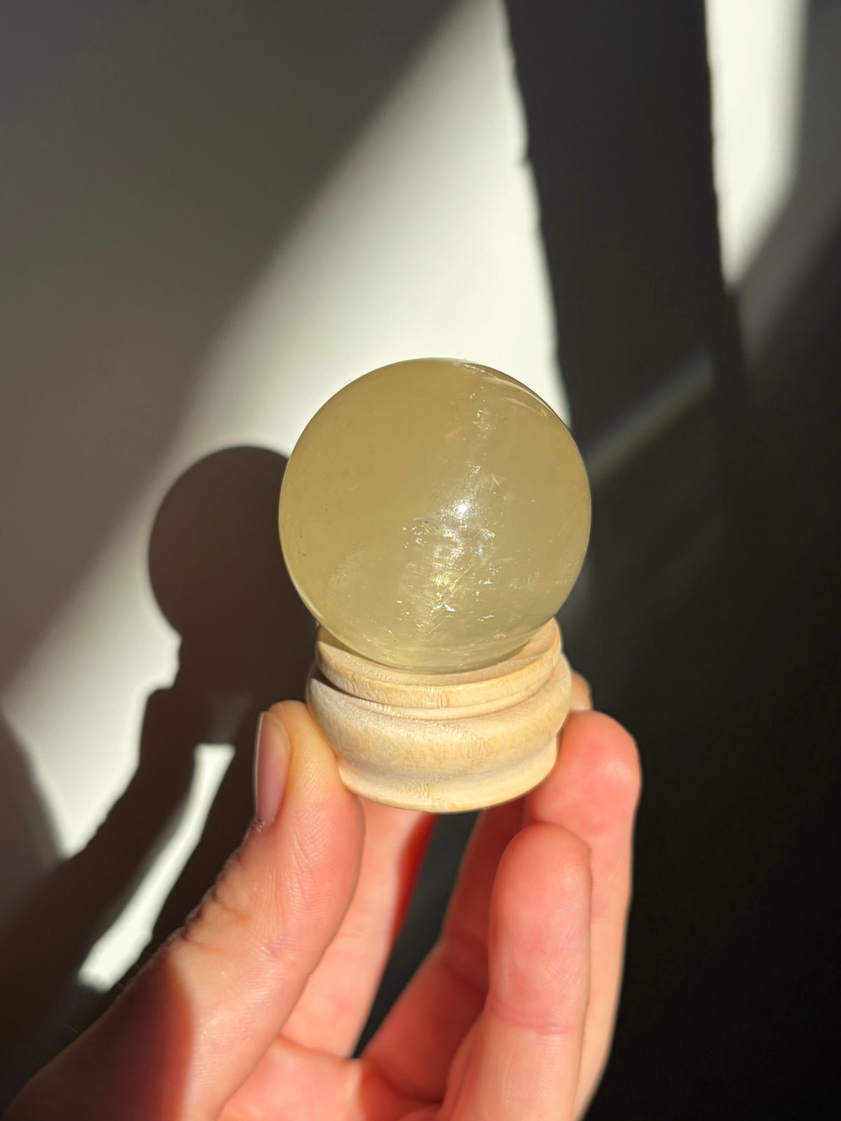 32mm Honey Calcite Sphere with stand
