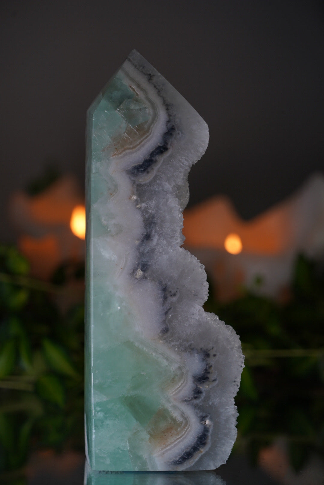 Green Fluorite Cluster Tower