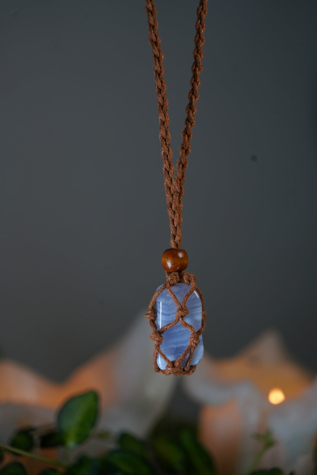 Hand Made Adjustable Blue Lace Agate Necklace