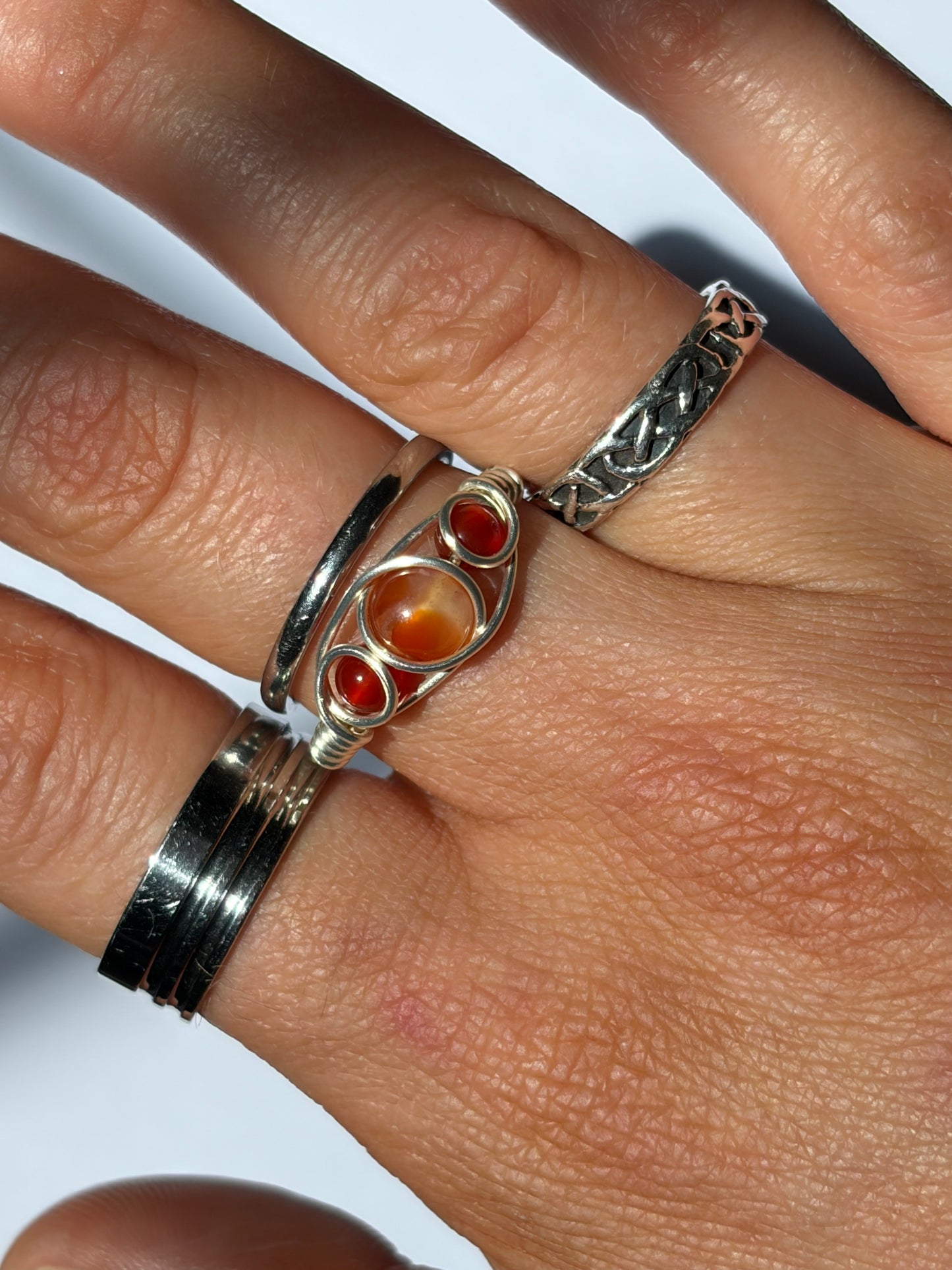 Wire-Wrapped Carnelian Ring (Pandora Size 57 - US 8)