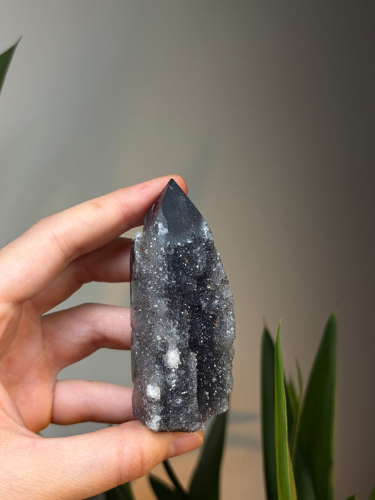 Black Sphalerite Druzy Tower