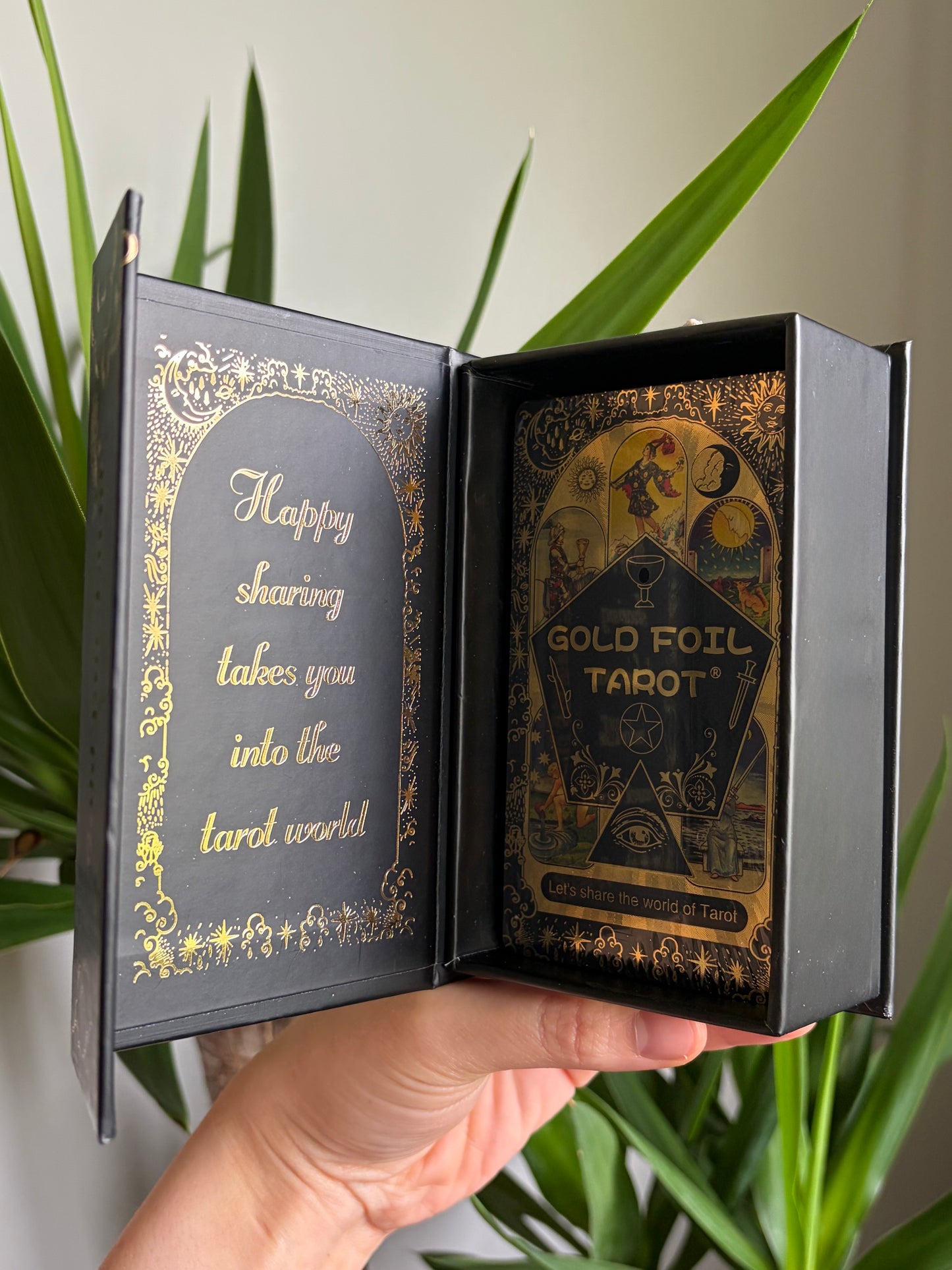 Gold and Black Tarot Deck with Taort Meaning Guide Book