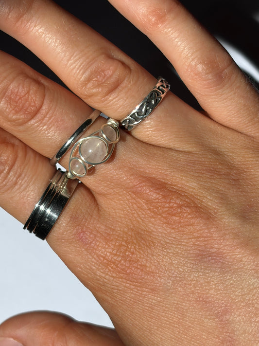 Wire-Wrapped Rose Quartz Ring (Pandora Size 54 - US Size 7.25)