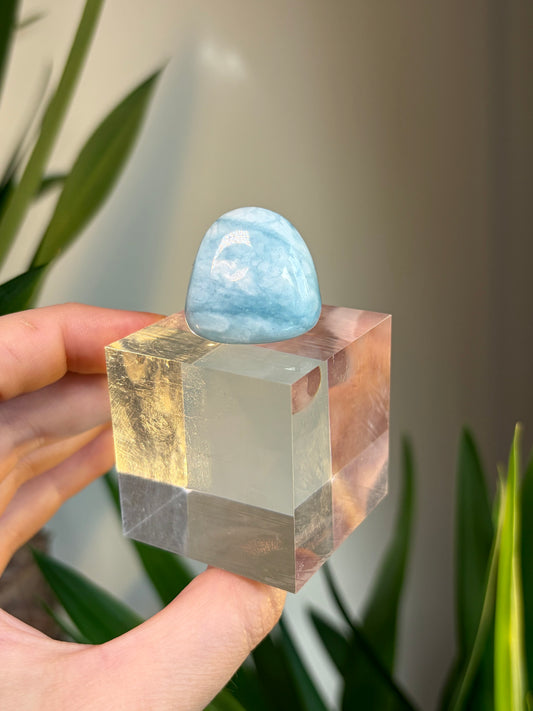 Aquamarine Tumble with Cube Stand