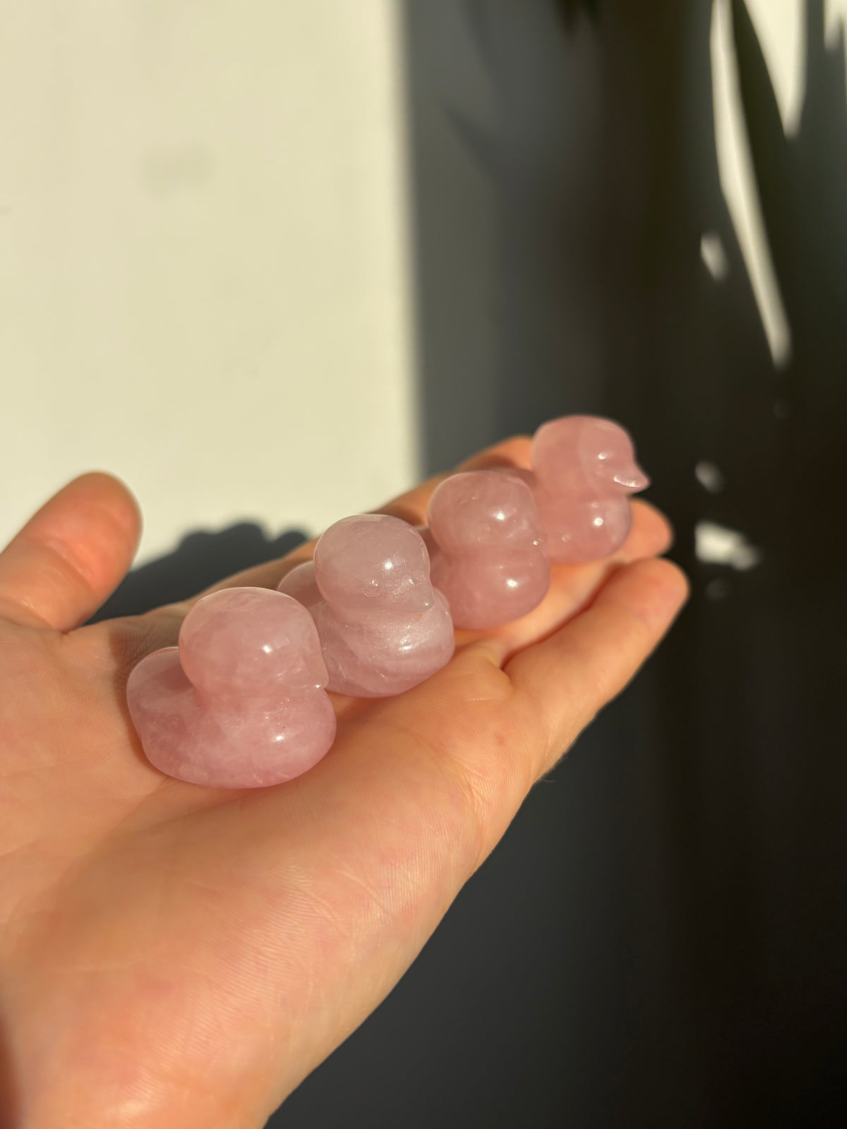 Rose Quartz Duck Carving