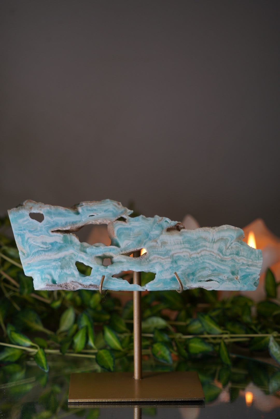 Hemimorphite Slab on stand